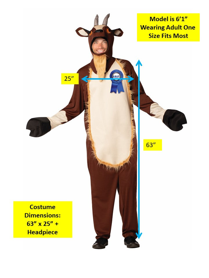 GOAT, Greatest of All Time, Halloween Costume, Adult One Size