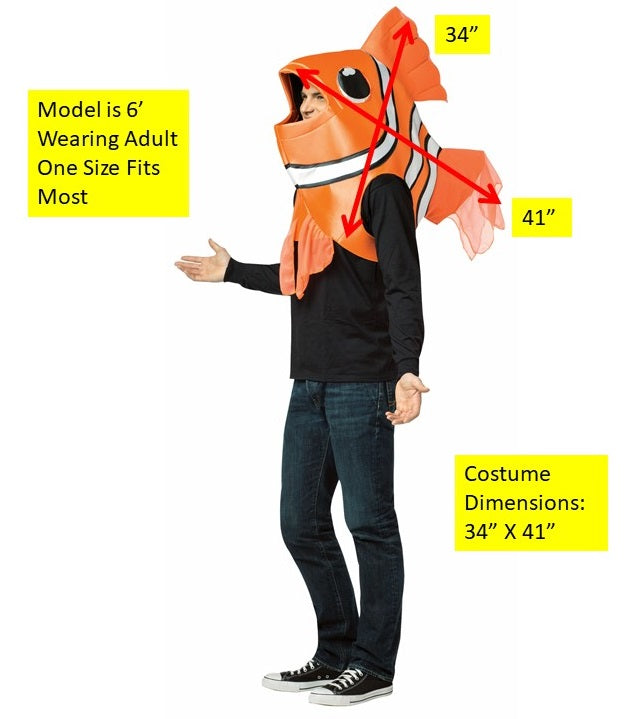 Clown Fish Headpiece Costume, Adult One Size
