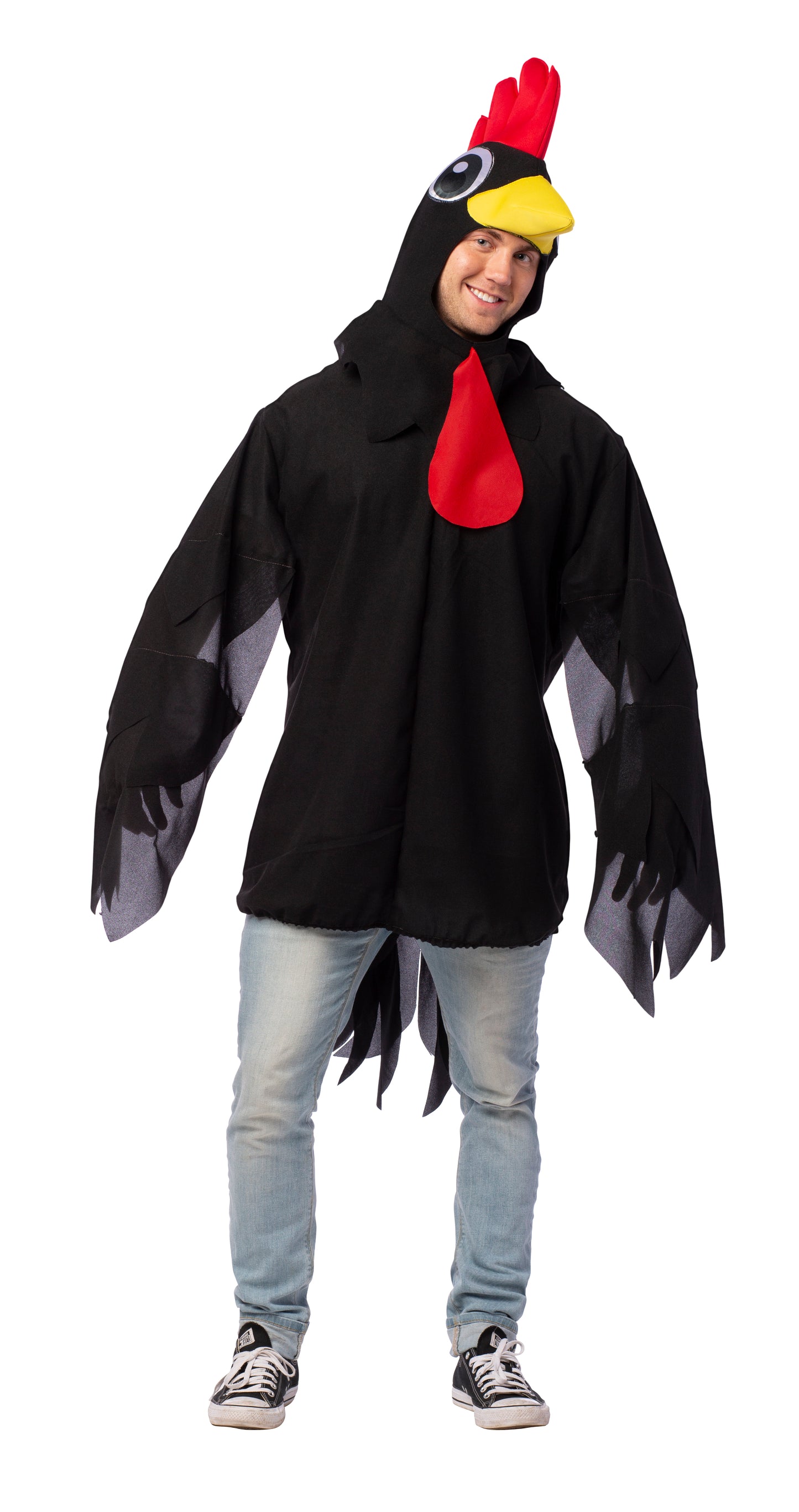 Big Black Cock-A-Doodle-Do Rooster Costume, Adult One Size