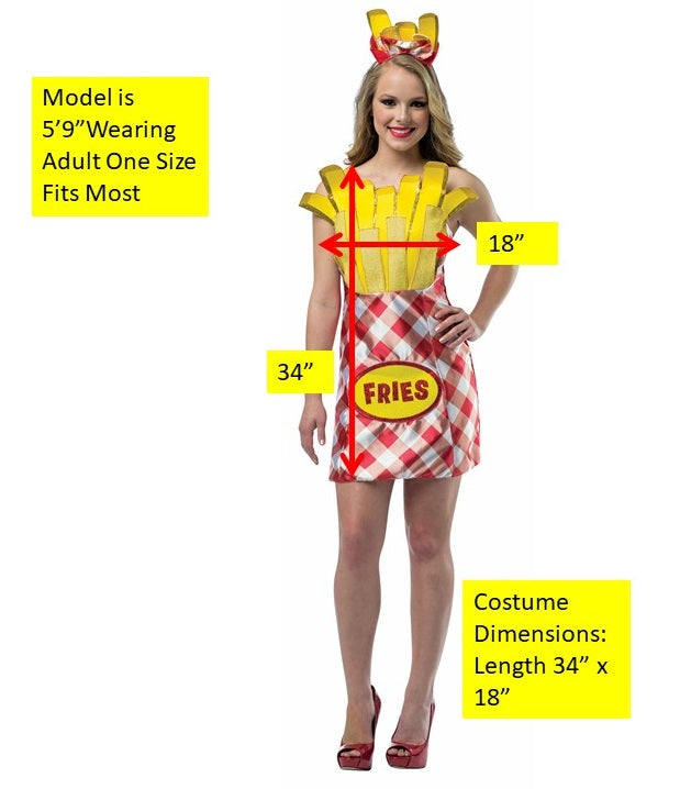 French Fries Tunic & Dress Couples Costume, Adult One Size & Women's 2-8