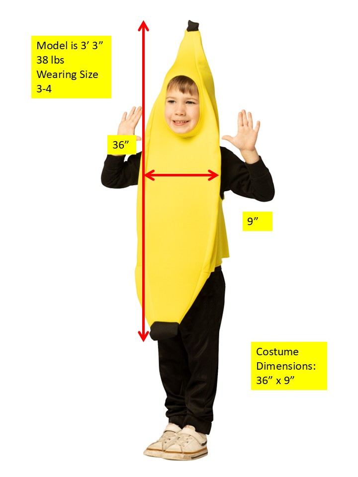 Banana Child Costume, Toddler Size 3-4T