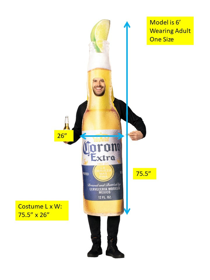 Corona Extra Beer Bottle w. Lime Halloween Costume, Adult One Size