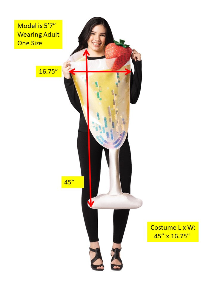 Champagne Flute Glass Halloween Costume, Adult One Size