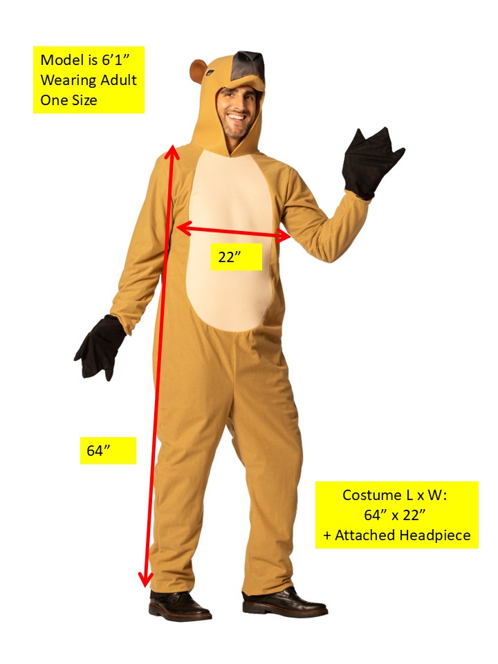 Capybara Costume, Adult One Size
