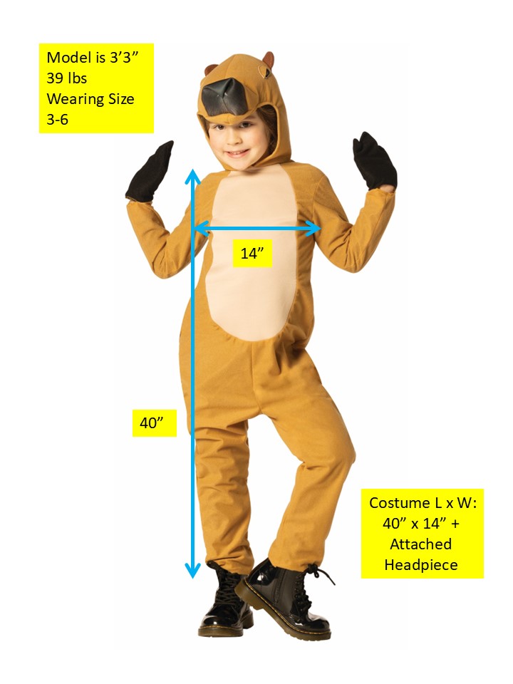 Capybara Costume, Child Size 3-6