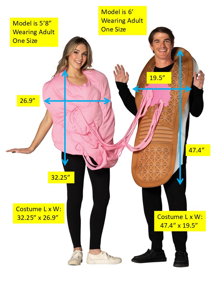 Sneaker and Stuck Gum Couple Costume, Adult One Size