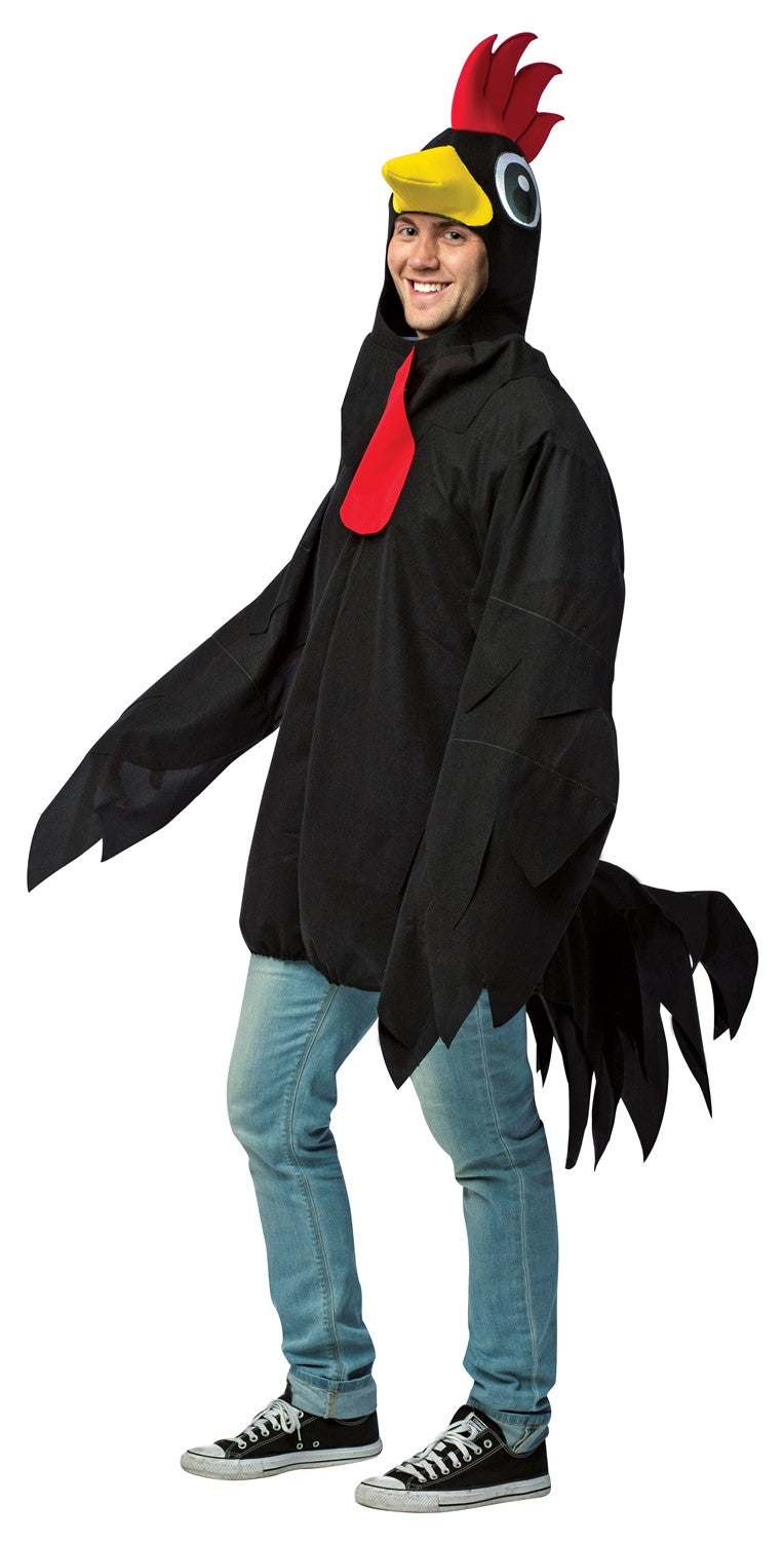 Big Black Cock-A-Doodle-Do Rooster Costume, Adult One Size