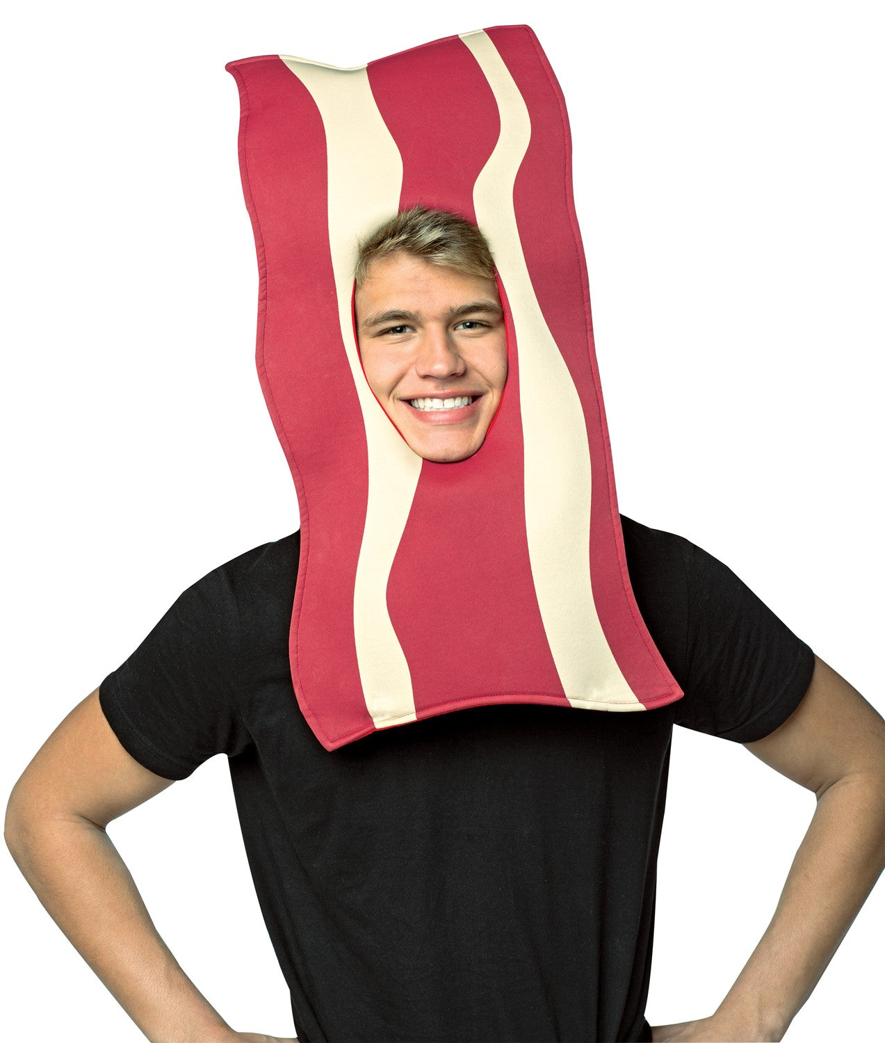 Bacon Food Open Face Halloween Mask, Adult One Size