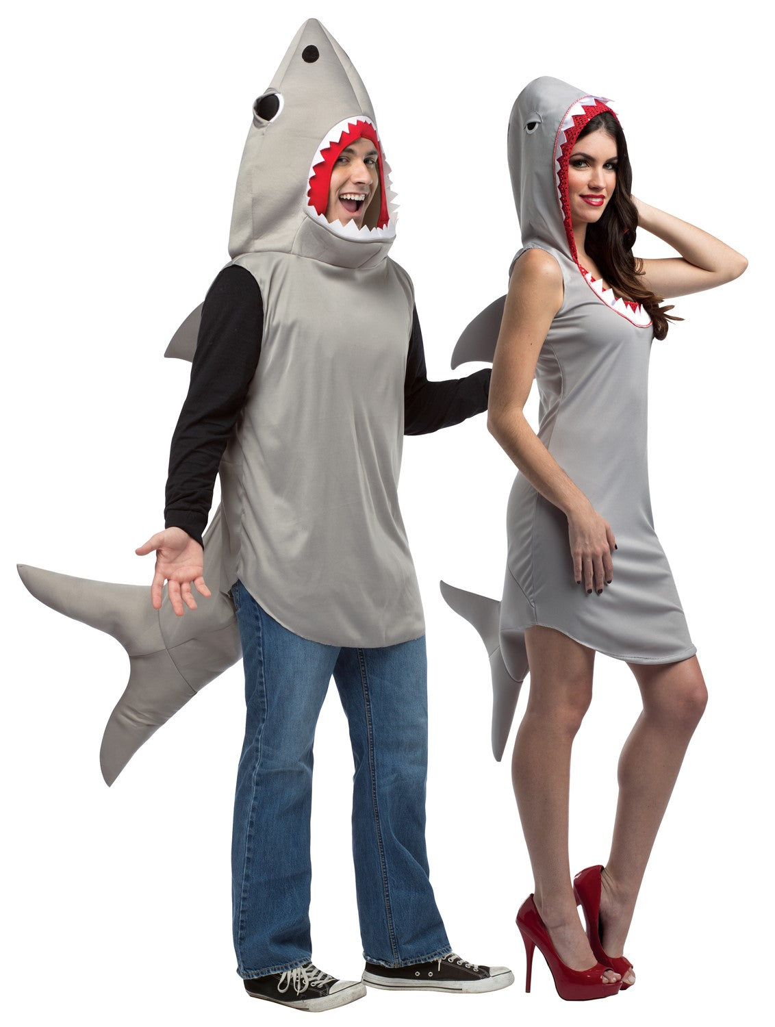 Sand Shark & Shark Hoodie Dress Couples Halloween Costume Set