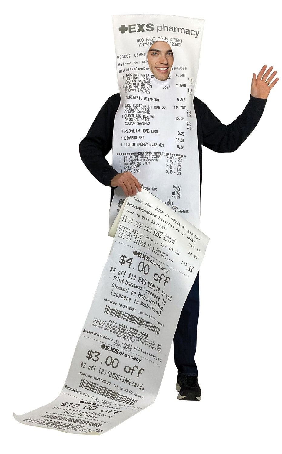EXS-ively Long Pharmacy Receipt Costume, Adult One Size