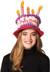 Birthday Cake Hat with Purple & Red Trim Costume, Adult One Size