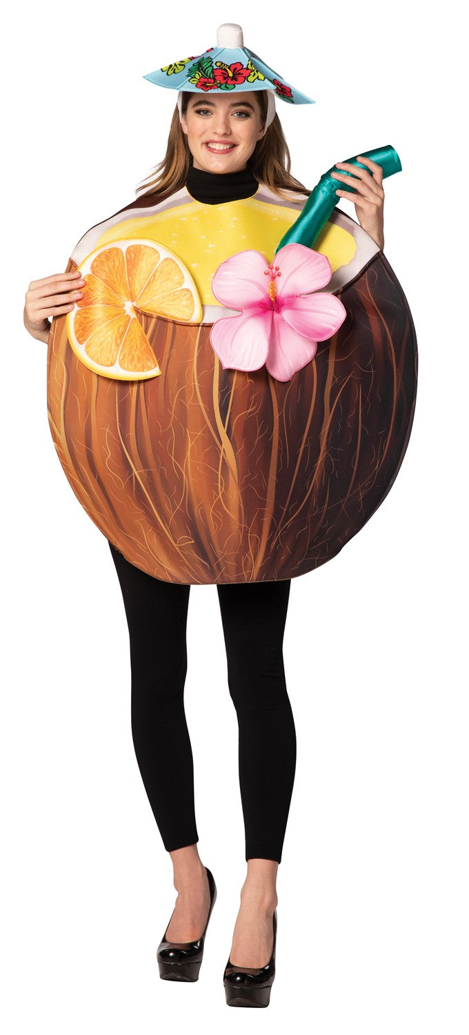 Coconut Cocktail Drink Costume, Adult One Size