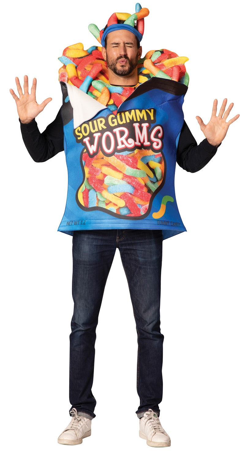 Sour Gummy Worms Costume, Adult One Size