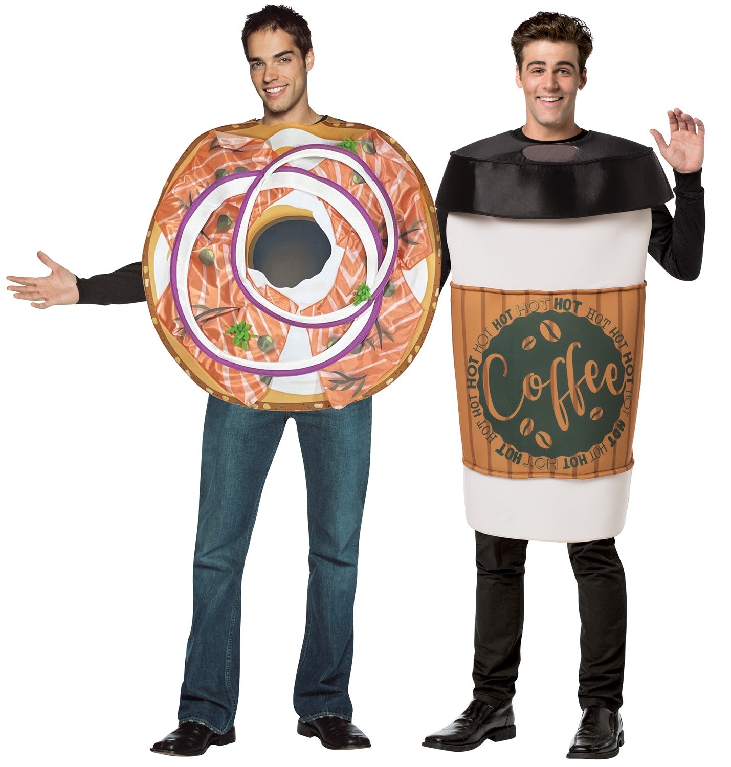 Bagel & Lox with Coffee Couples Costume, Adult One Size