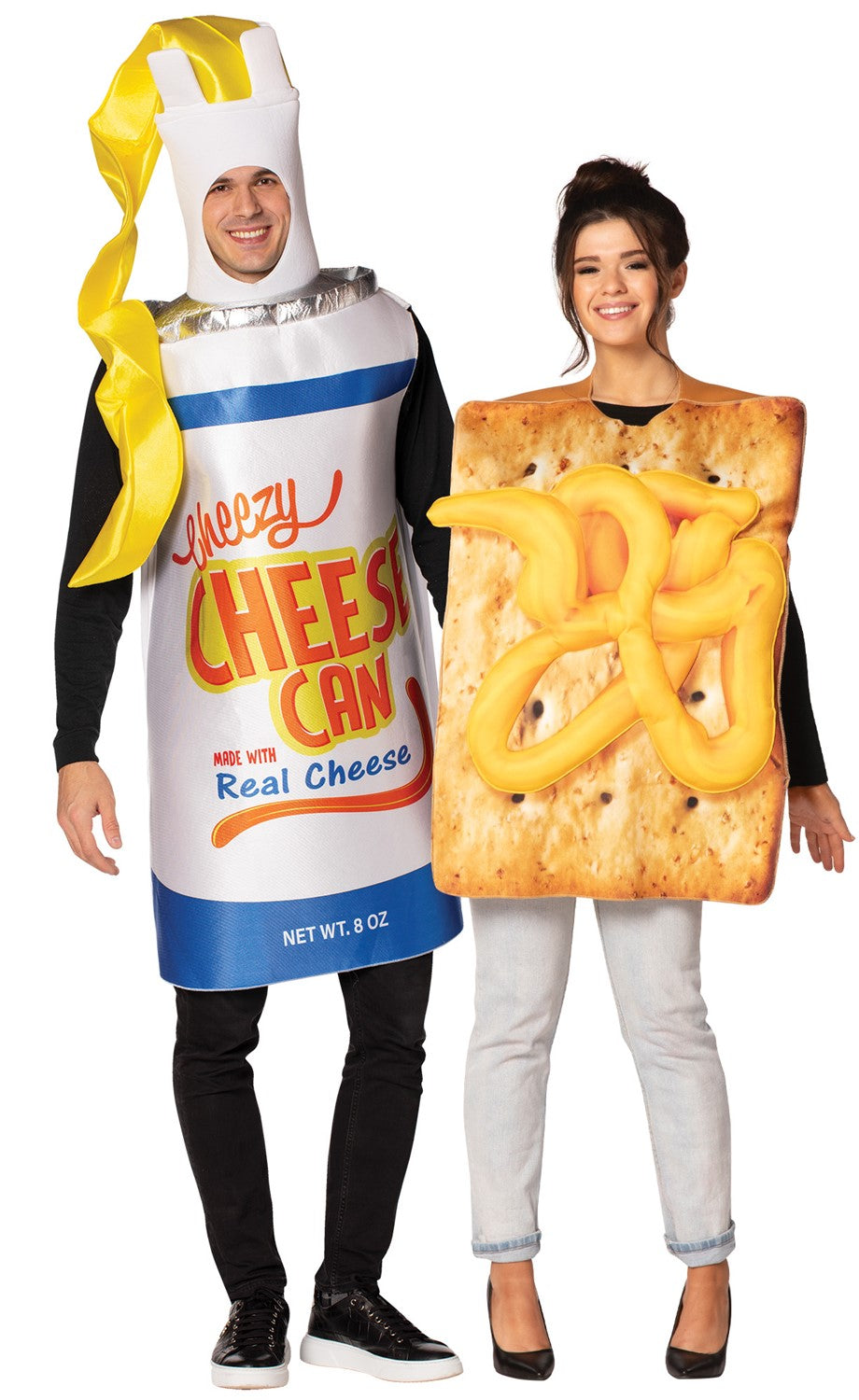 Cheezey Cheese Spray Can w. Cheese on Cracker Couples Costume, Adult One Size