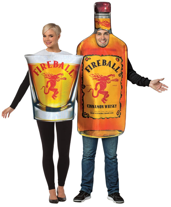 Fireball Bottle & Fireball Shot Glass Couples Costume, Adult One Size