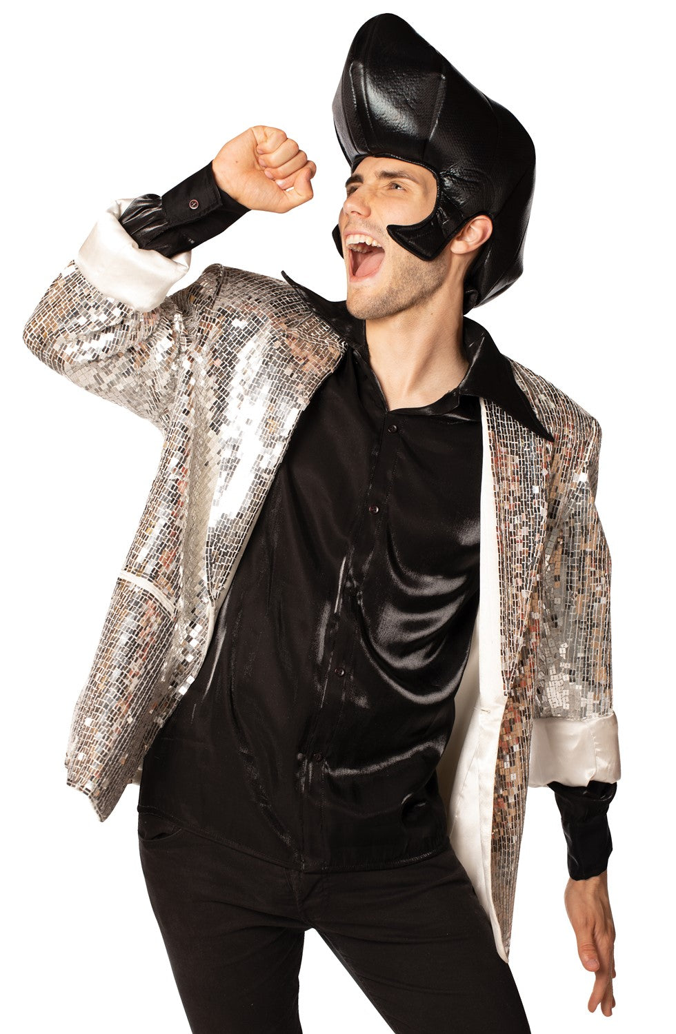 King of Rock-n-Roll Comic Pompadour Wig, Black Poly-Foam