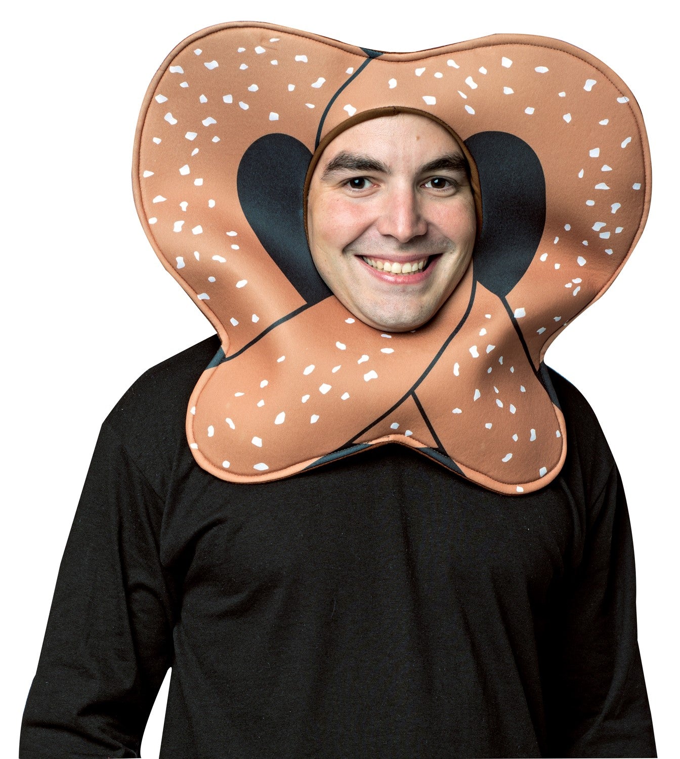Big Soft Pretzel Food Mask with Face Showing, Adult One Size