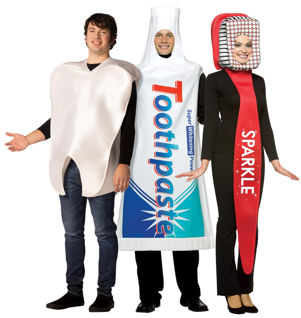 Tooth, Toothbrush and Toothpaste Halloween Group Costume, Adult One Size