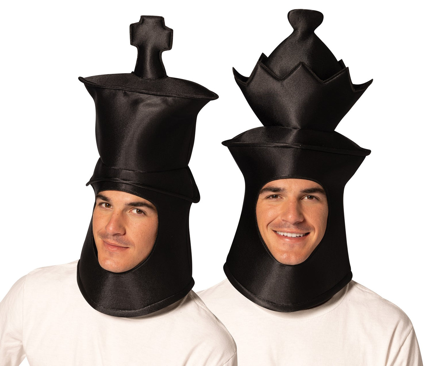 Ultimate Deluxe Black King & Queen Chess Headpieces Couple Mask, Adult One Size