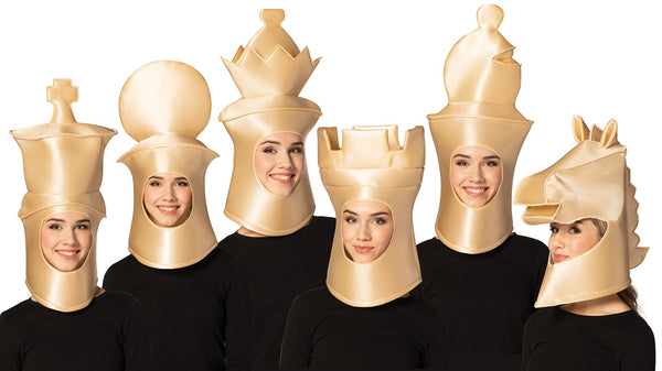 Ultimate Deluxe Beige 6 Piece Chess Headpieces Costume Bundle, Adult One Size