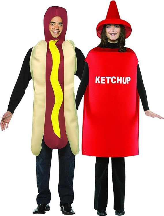 Hot Dog & Ketchup Couples Costume, Adult One Size