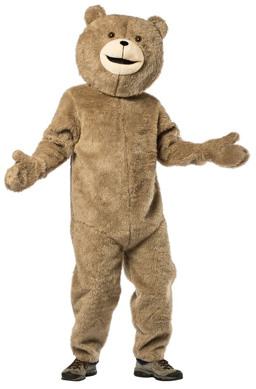 Teddy Bear Full Jumpsuit Costume with Head, Adult One Size