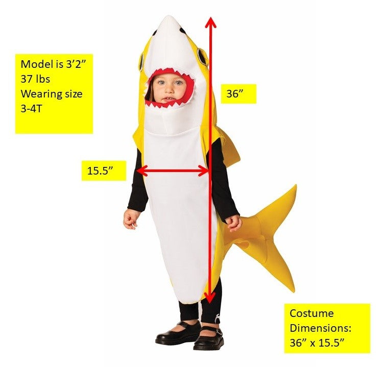 Yellow Shark Costume Child Size 3-4