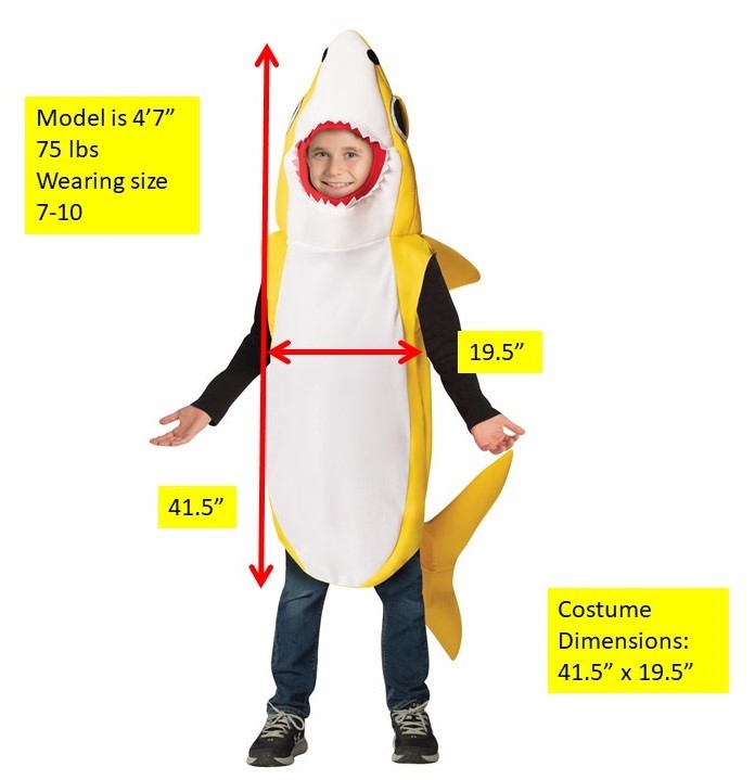 Yellow Shark Costume, Child Size 7-10