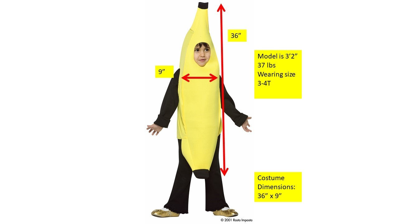 Banana Child Costume, Toddler Size 3-4T