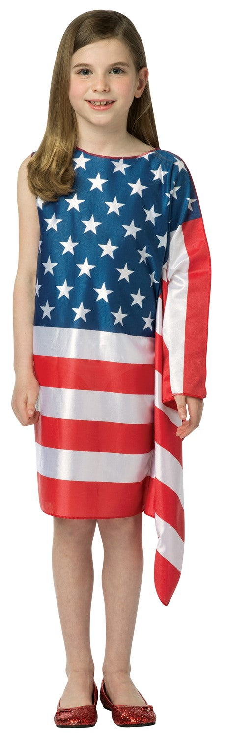 USA Flag Dress Costume, Child Size 7-10