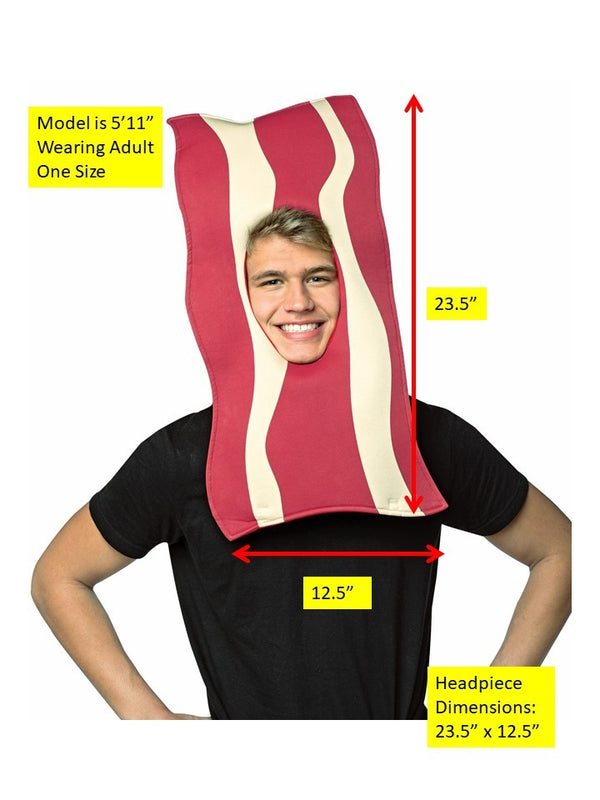 Bacon Food Open Face Halloween Mask, Adult One Size