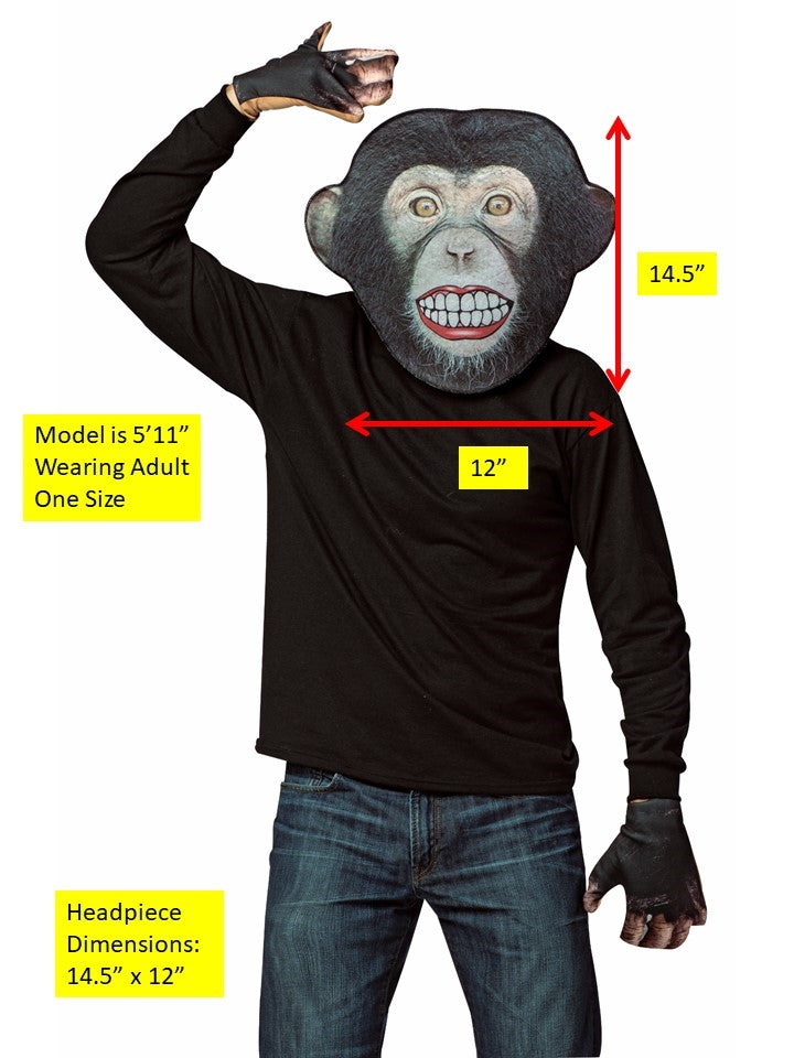 Chimp Mask Kit Halloween Costume, Adult One Size