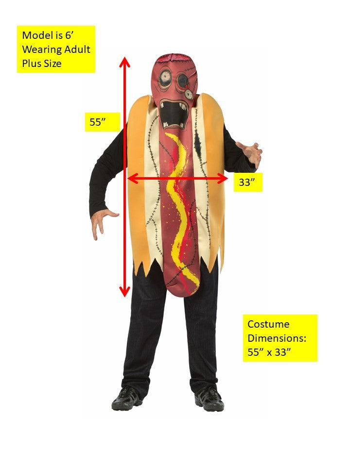 Zombie Hot Dog Costume, Adult Plus Size XL