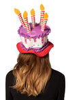 Birthday Cake Hat with Purple & Red Trim Costume, Adult One Size