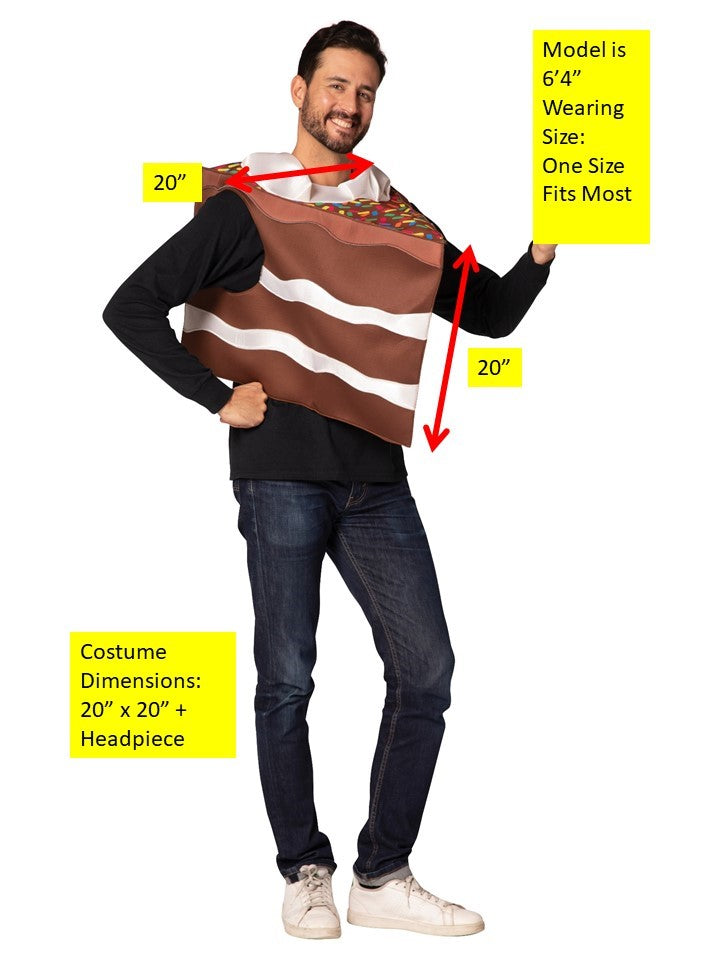 Slice of Chocolate Birthday Cake Costume, Adult One Size