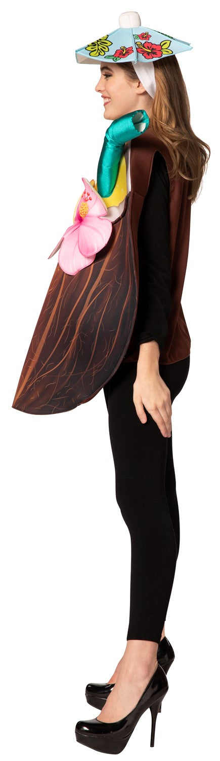 Coconut Cocktail Drink Costume, Adult One Size
