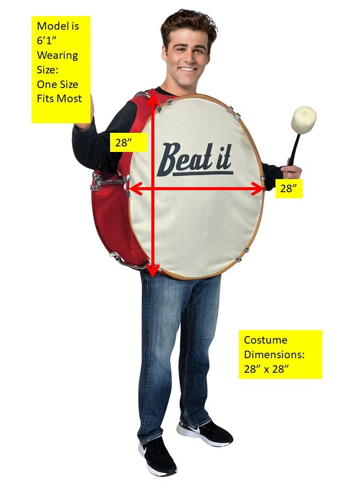 Bass Drum Costume with Sound, Adult One Size