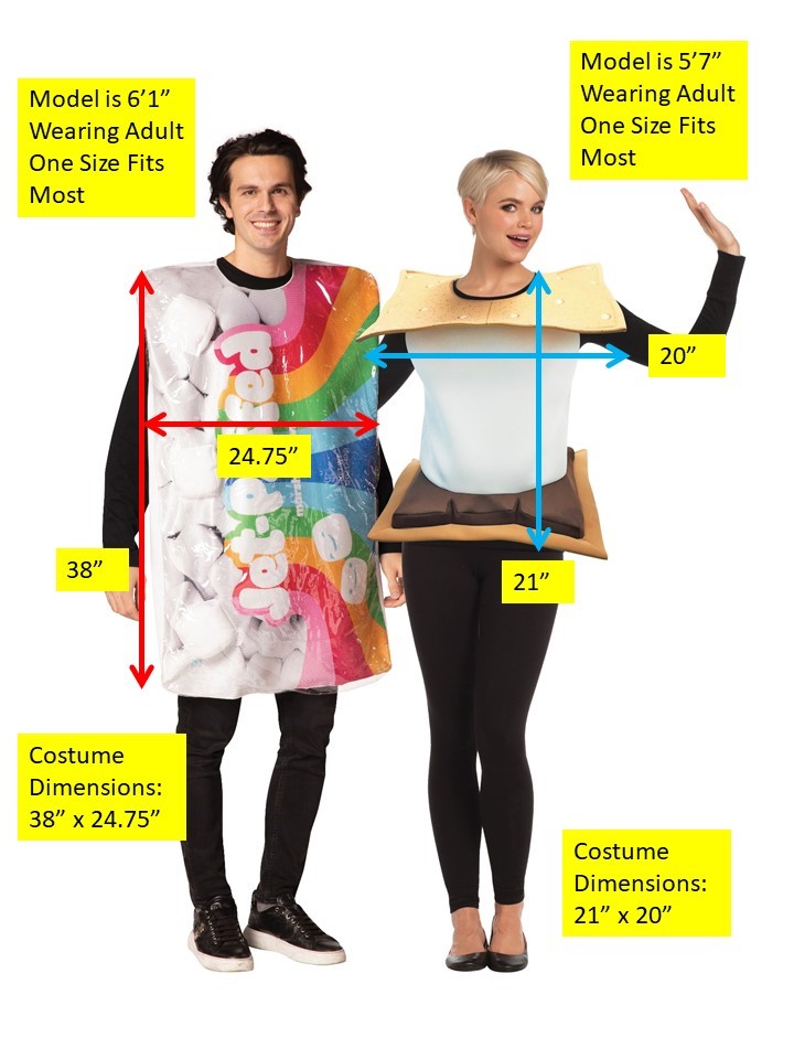 Jet-Puffed Marshmallows & S'Mores Couples Costume, Adult One Size