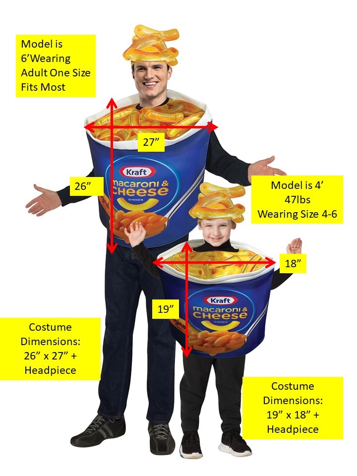Kraft Mac & Cheese Adult and Child Family Set Costume, One Size & Child 4-6