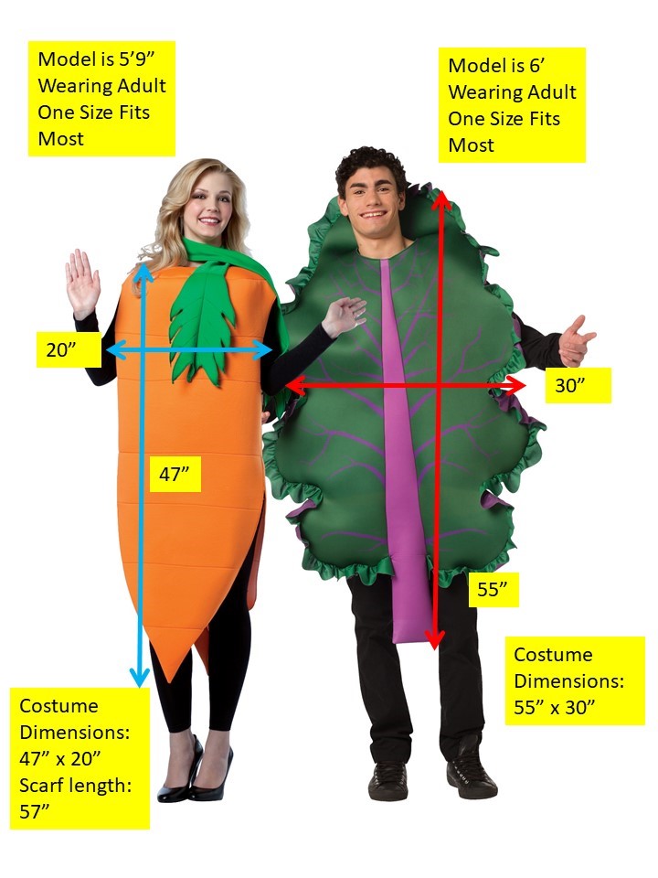 Carrot and Kale Lettuce Couples Costume, Adult One Size