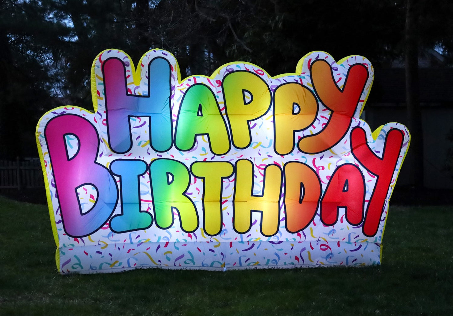 Happy Birthday Inflatable Lawn Sign, Lights Up, Indoor Decoration, 9' L x 5''H