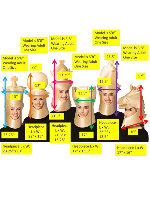 Ultimate Deluxe Beige 6 Piece Chess Headpieces Costume Bundle, Adult One Size