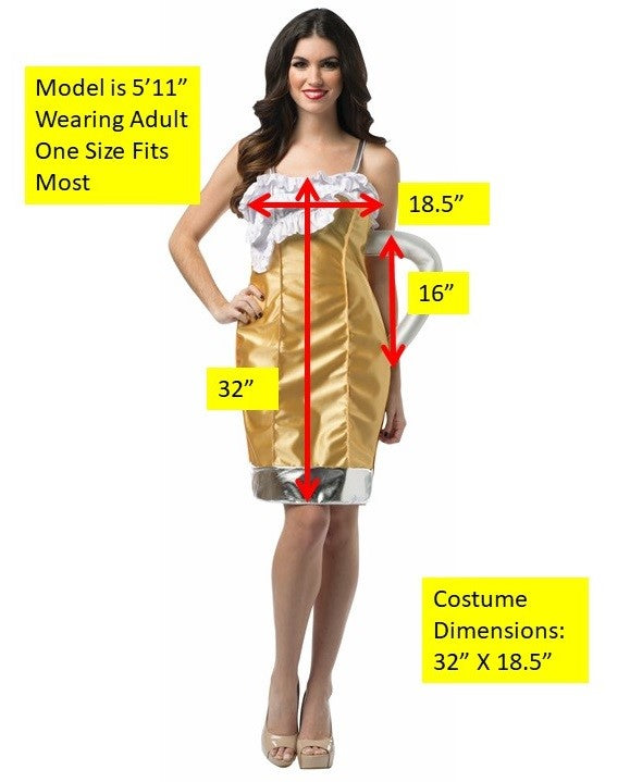 Beer Mug Dress and Beer Pint Couples Halloween Costume, Adult One Size