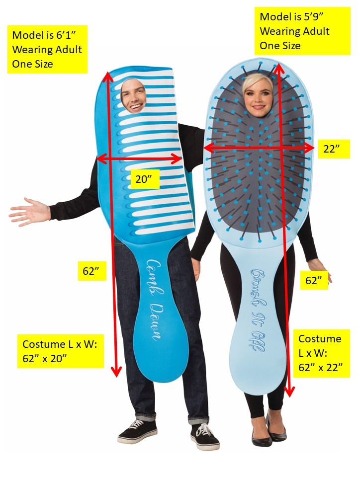 Comb and Brush Couple Halloween Costume, Adult One Size