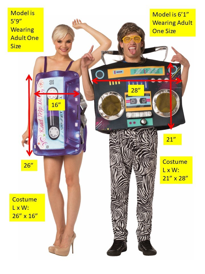 Mix Tape and Boom Box Couple Halloween Costume, Adult One Size