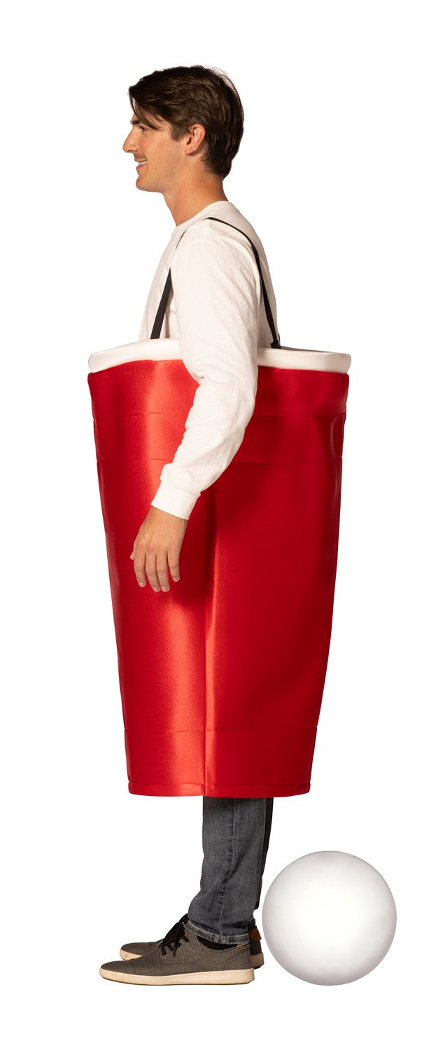 Red Beer Pong Cup Costume, Adult One Size