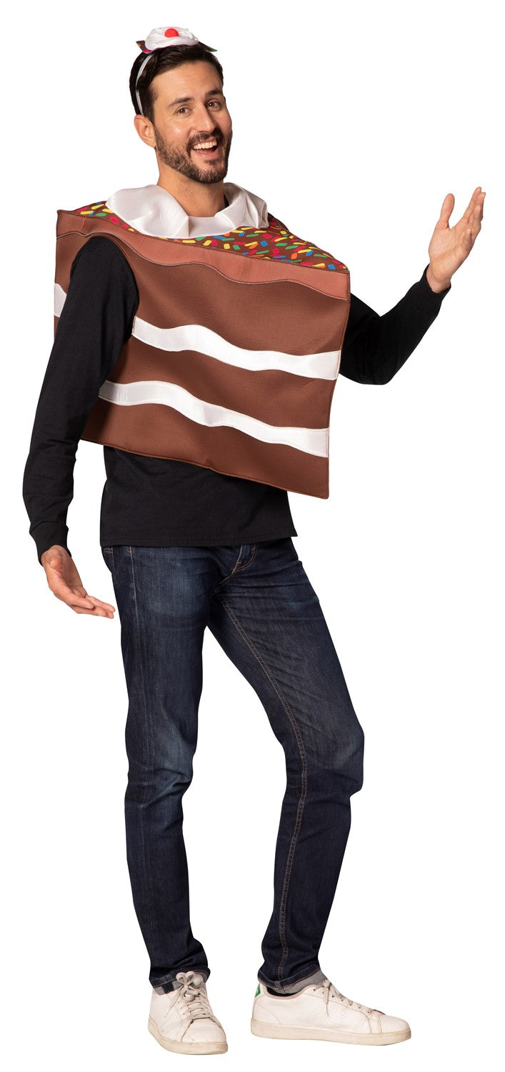 Slice of Chocolate Birthday Cake Costume, Adult One Size