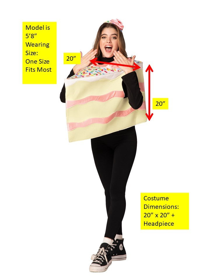 Slice of Pink Birthday Cake Costume, Adult One Size