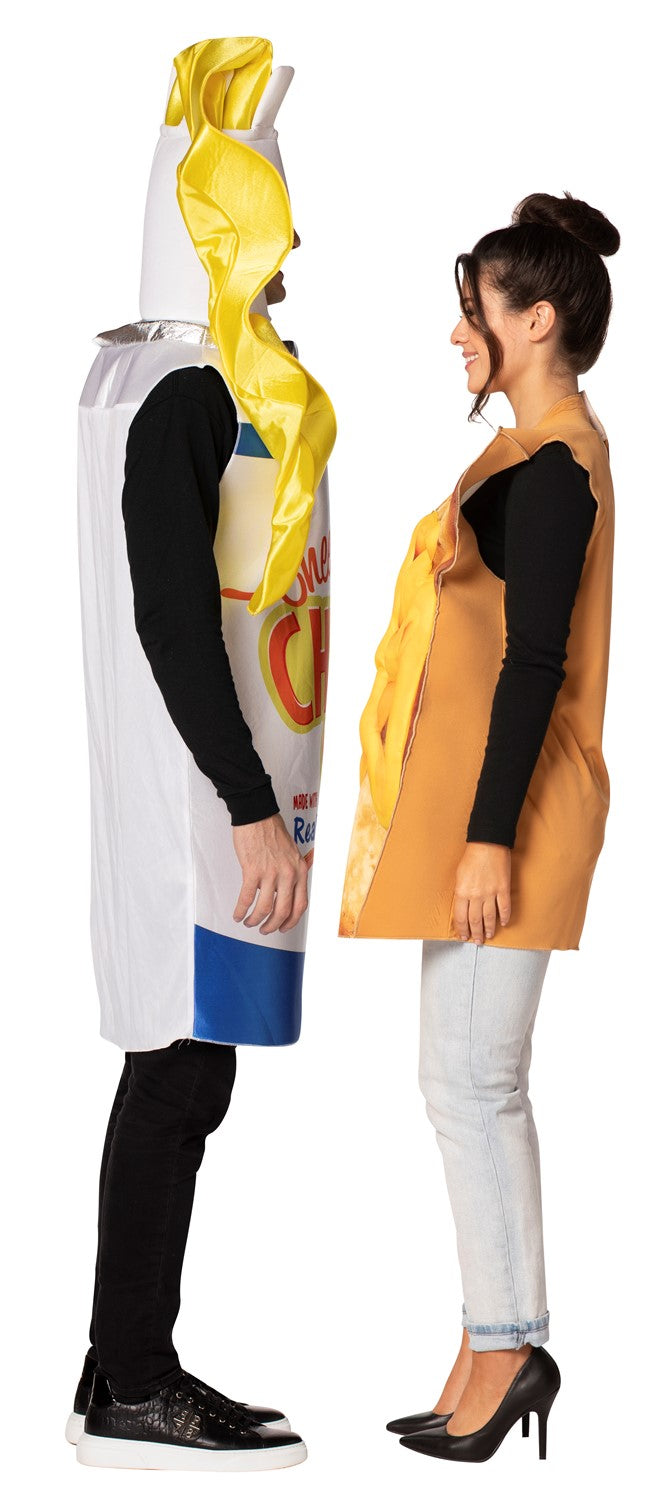Cheezey Cheese Spray Can w. Cheese on Cracker Couples Costume, Adult One Size